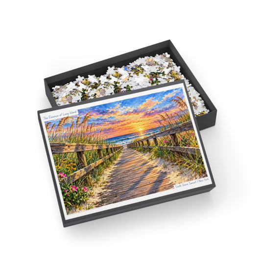 South Shore Sunset a Coastal Watercolor Jigsaw Puzzle - Long Island New York