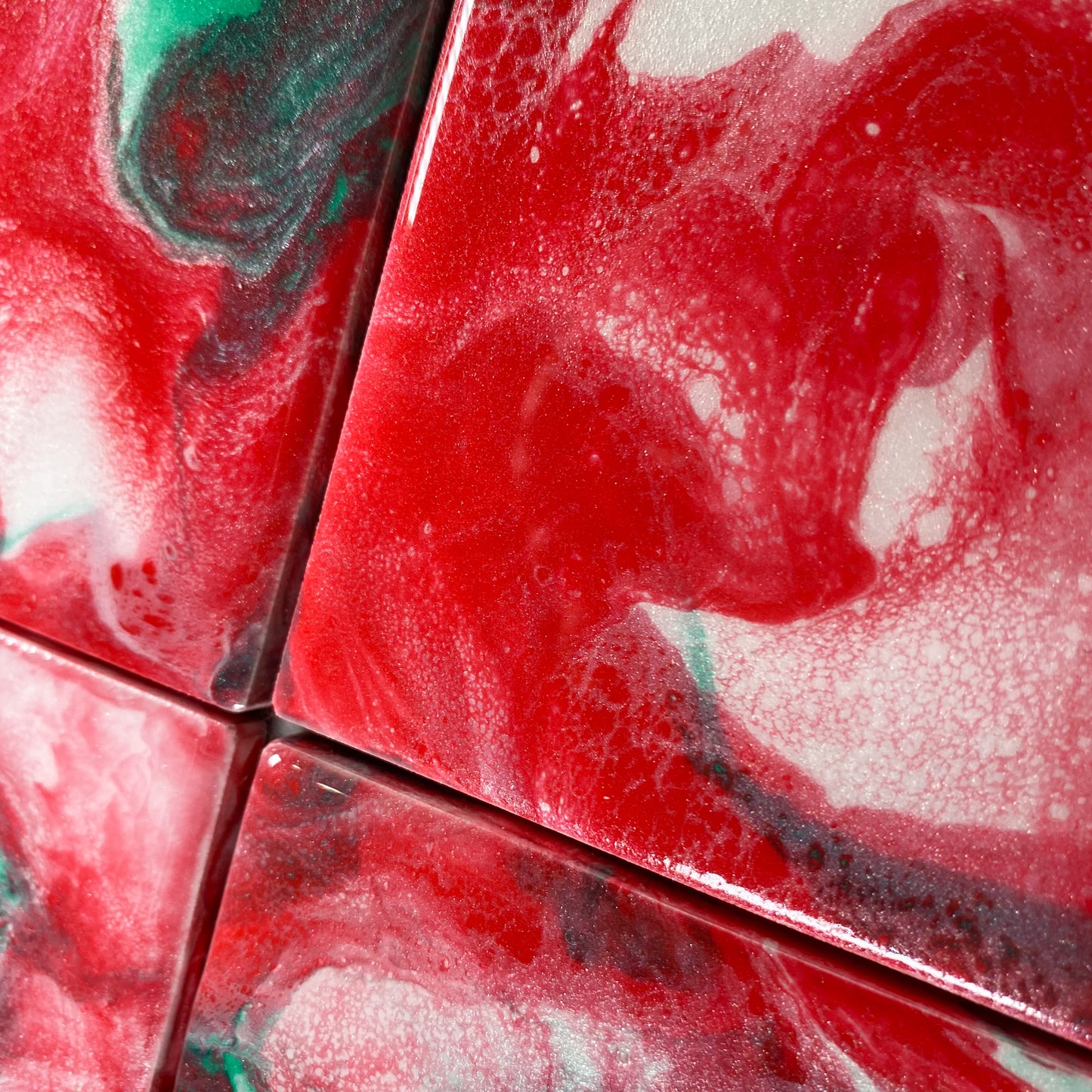 Holiday Ruby Red and Green - Table Coaster Set image 4