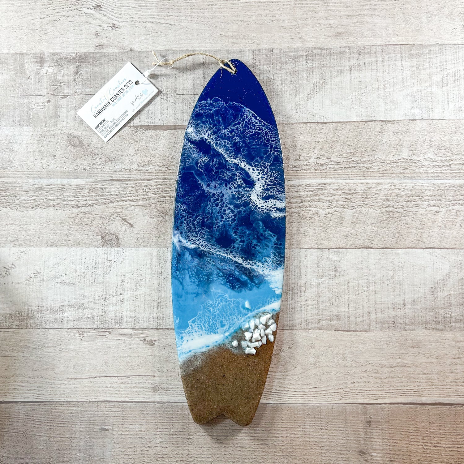 Large Resin Coastal Ocean Wave Surfboard Wall Art image 0