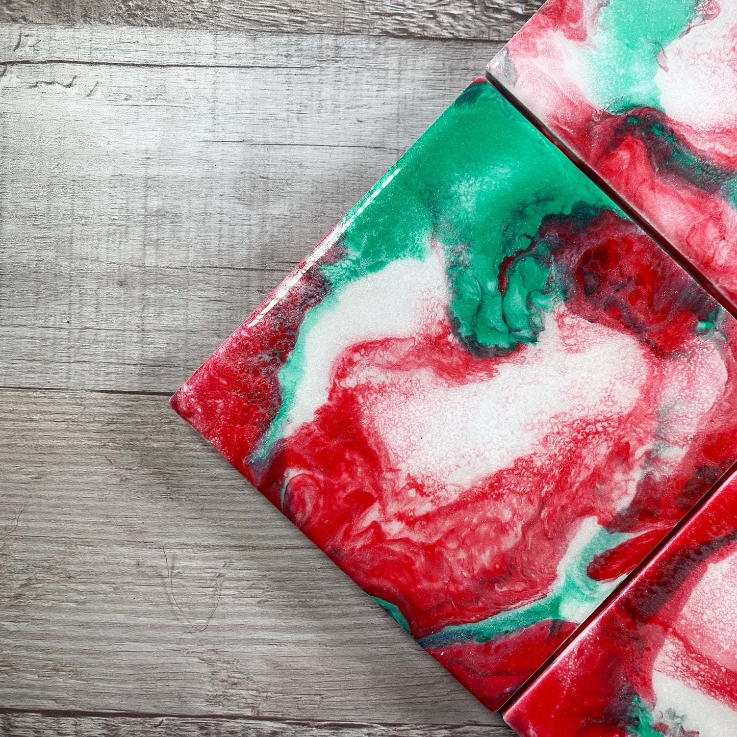 Holiday Ruby Red and Green - Table Coaster Set image 1