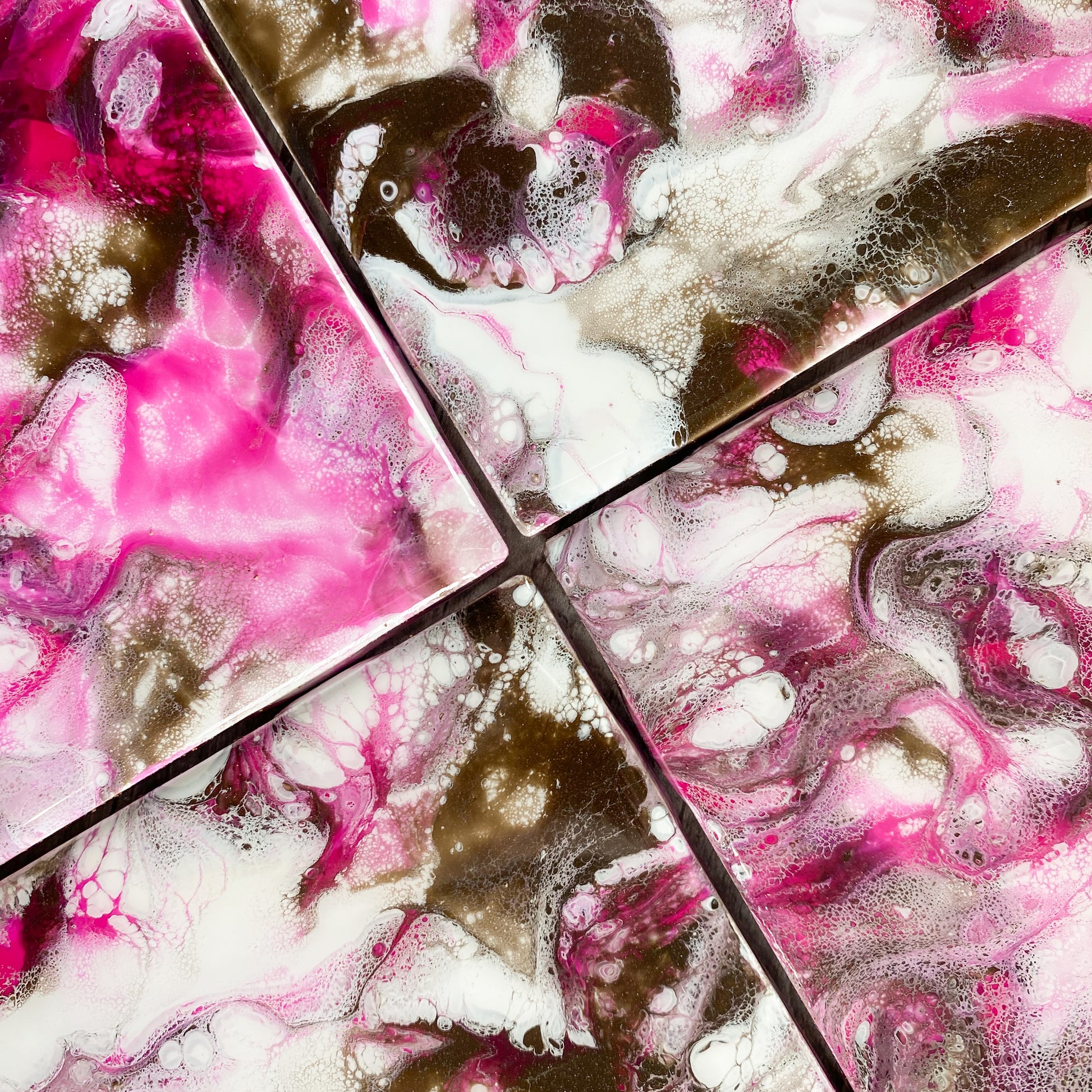 Espresso and Pink Swirls II - Table Coaster Set image 1