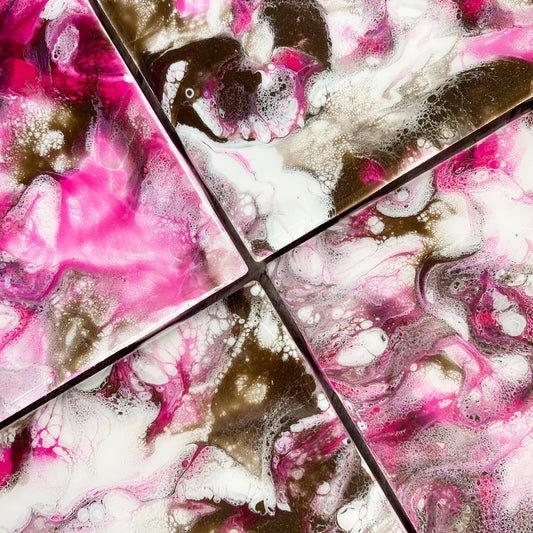 Espresso and Pink Swirls II - Table Coaster Set image 1