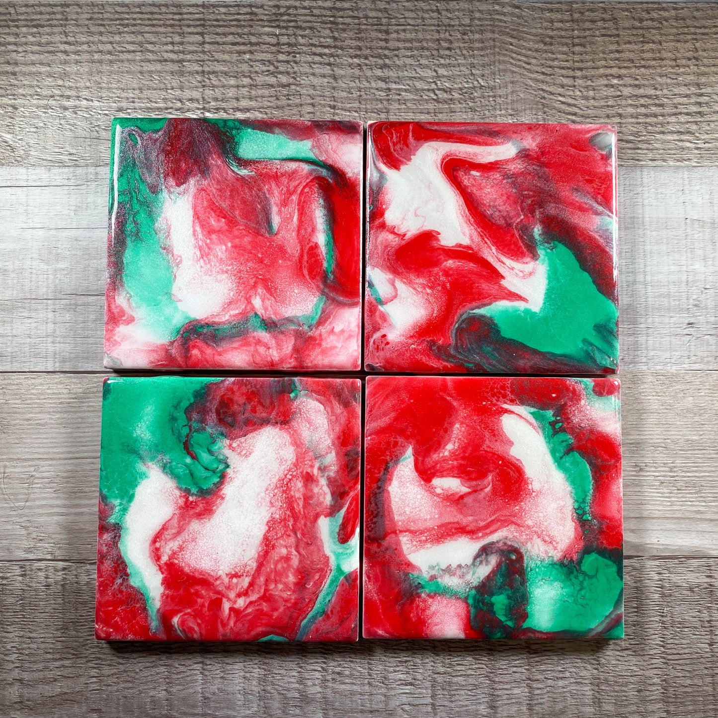 Holiday Ruby Red and Green - Table Coaster Set image 0