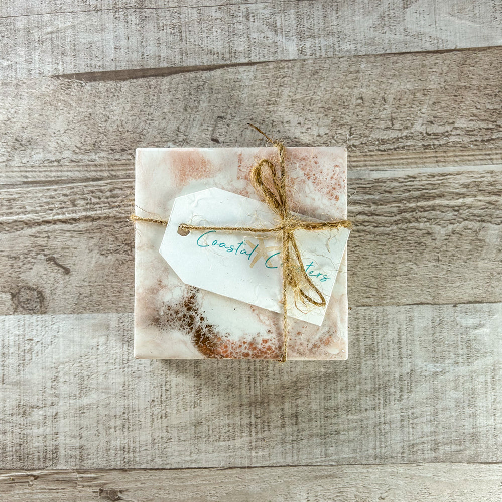 Rose Gold & Espresso Swirl Handmade Coaster Set image 2