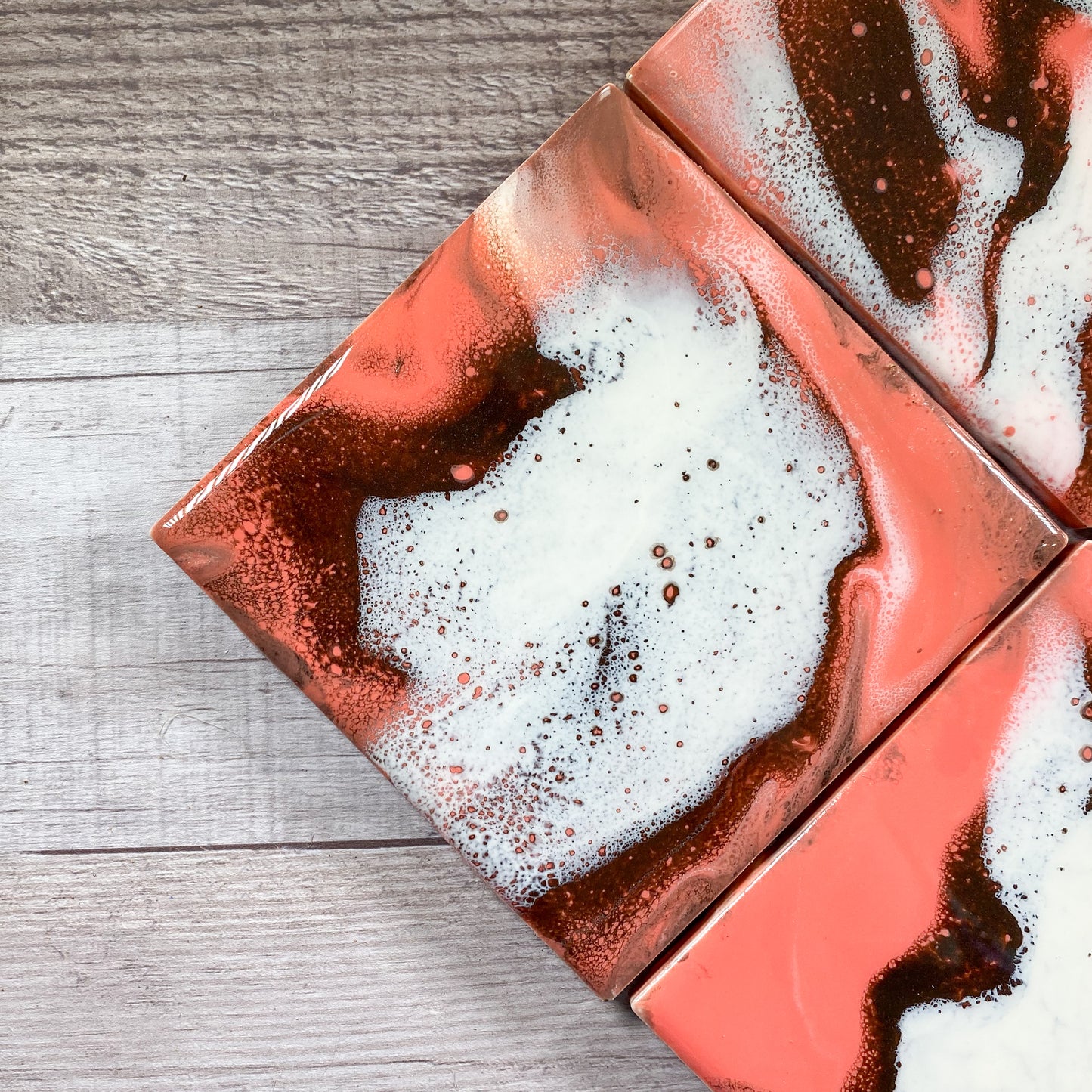 Espresso and Coral Swirls - Table Coaster Set image 2