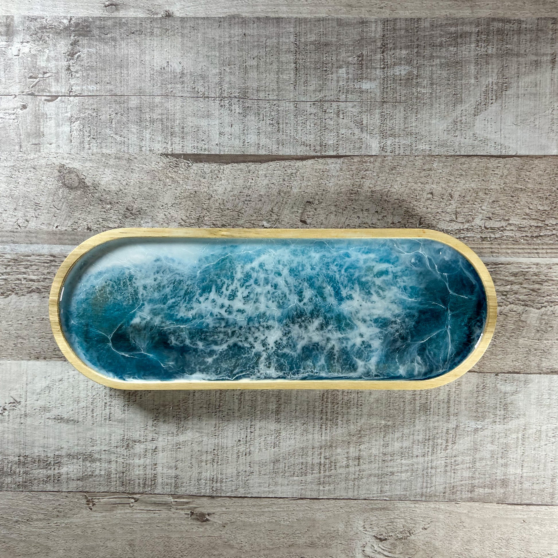 Deep Seas Resin and Wood Dish - Oval image 0