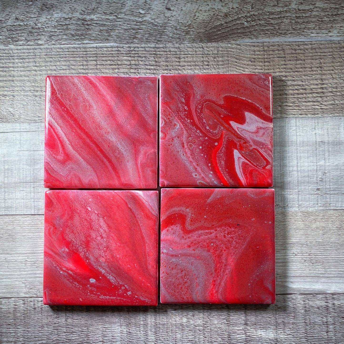 Ruby Red with Silver Table Coaster Set image 2