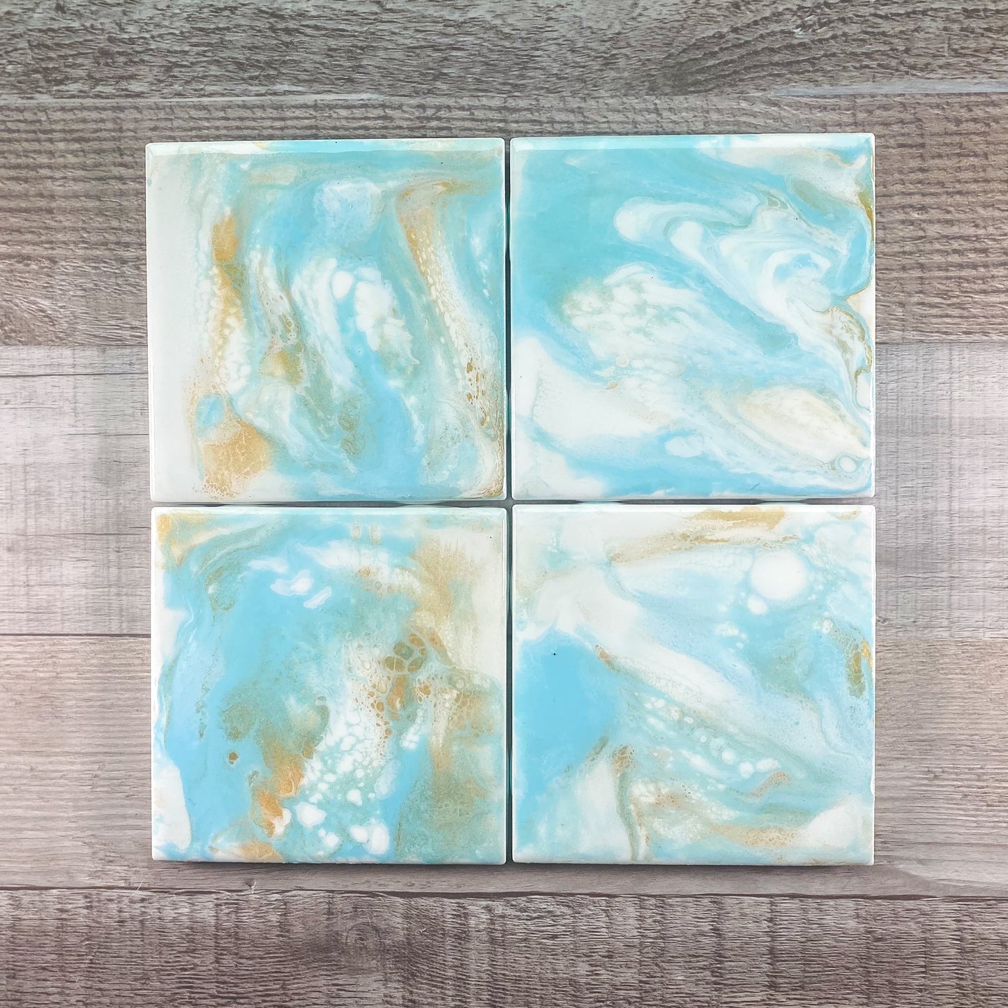 Light Blue with Gold Table Coaster Set image 2