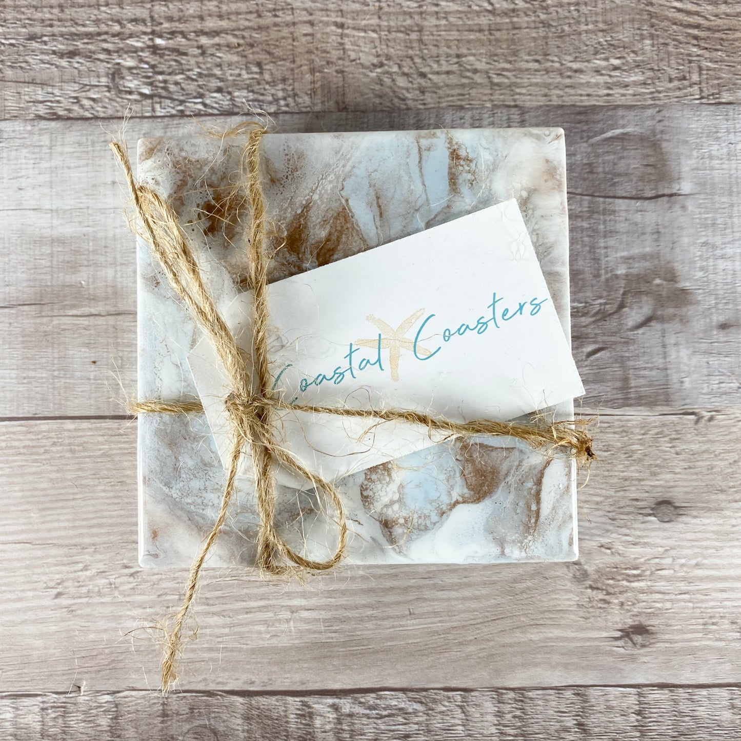Island Blue & Espresso Handmade Coaster Set image 1