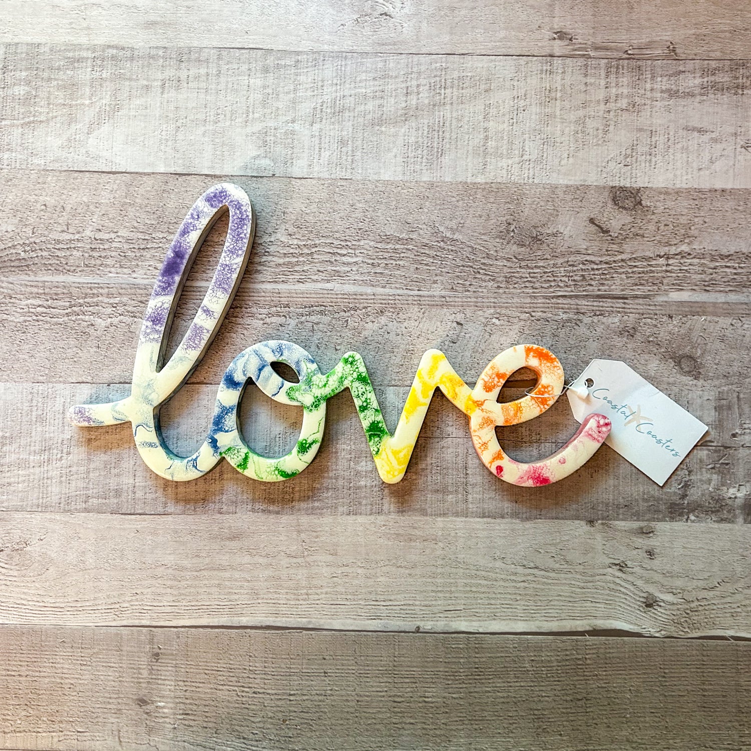 Rainbow Wood and Resin Letter Art - Love image 0