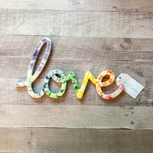 Rainbow Wood and Resin Letter Art - Love image 0