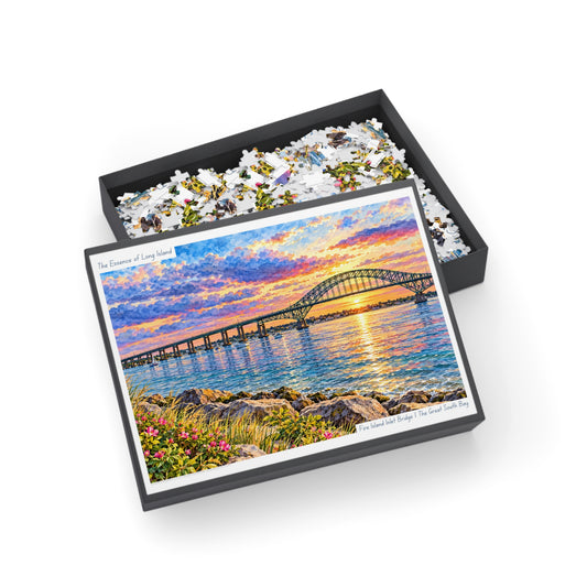 Fire Island Inlet Bridge a Coastal Watercolor Jigsaw Puzzle - Long Island, New York