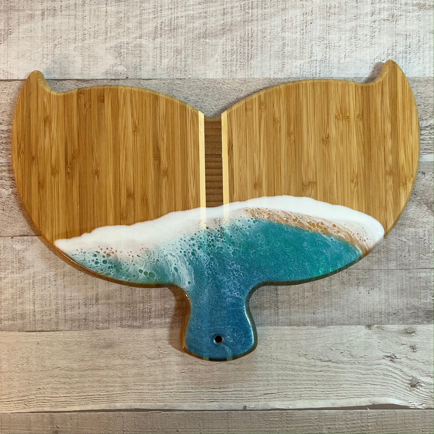 Nautical Whale Tail Charcuterie Board with Ocean Resin image 0