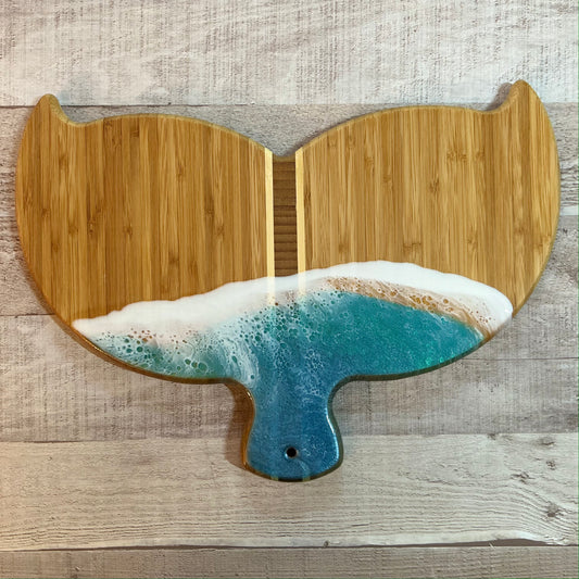 Nautical Whale Tail Charcuterie Board with Ocean Resin image 0