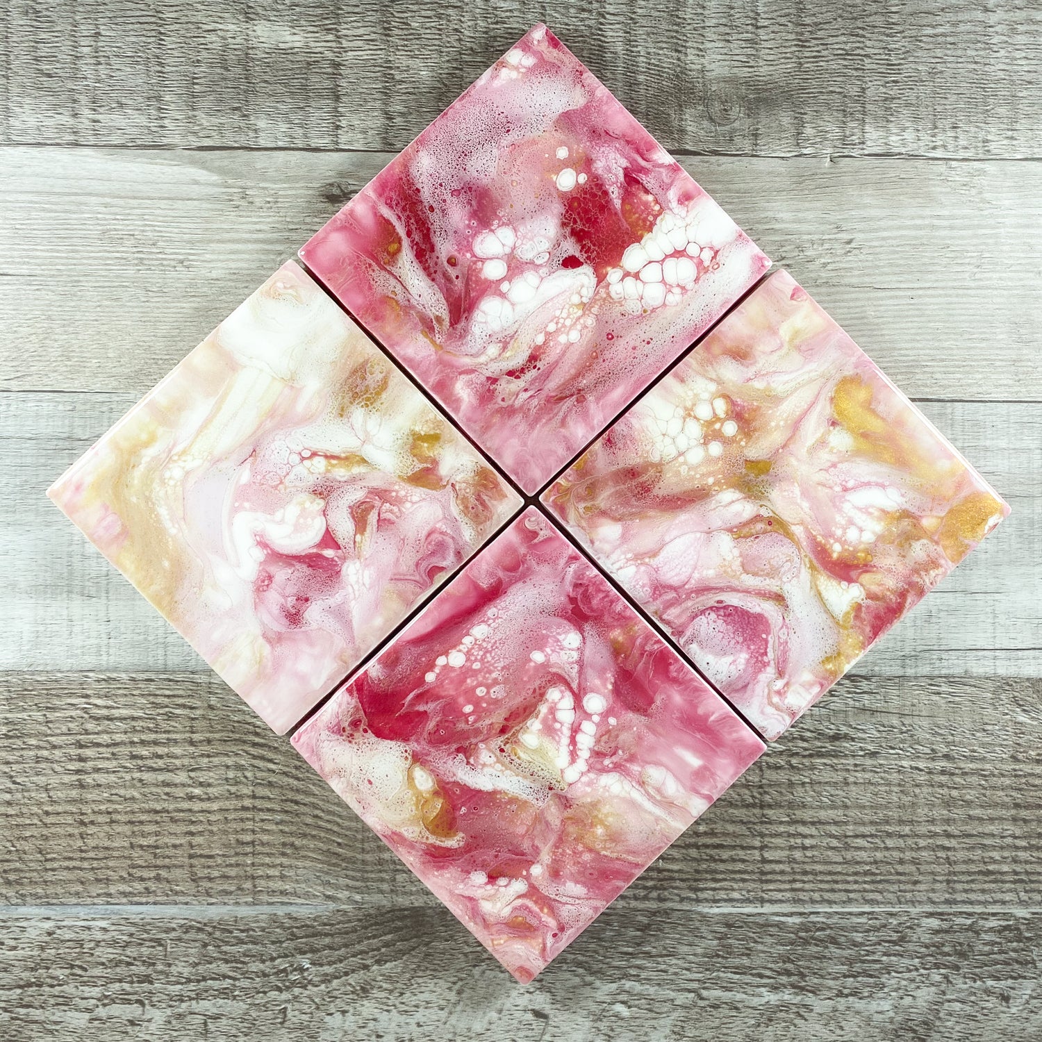 Holiday Red & Gold II Handmade Coaster Set image 3