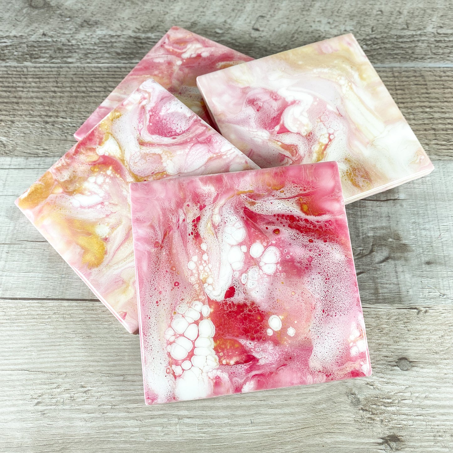 Holiday Red & Gold II Handmade Coaster Set image 4