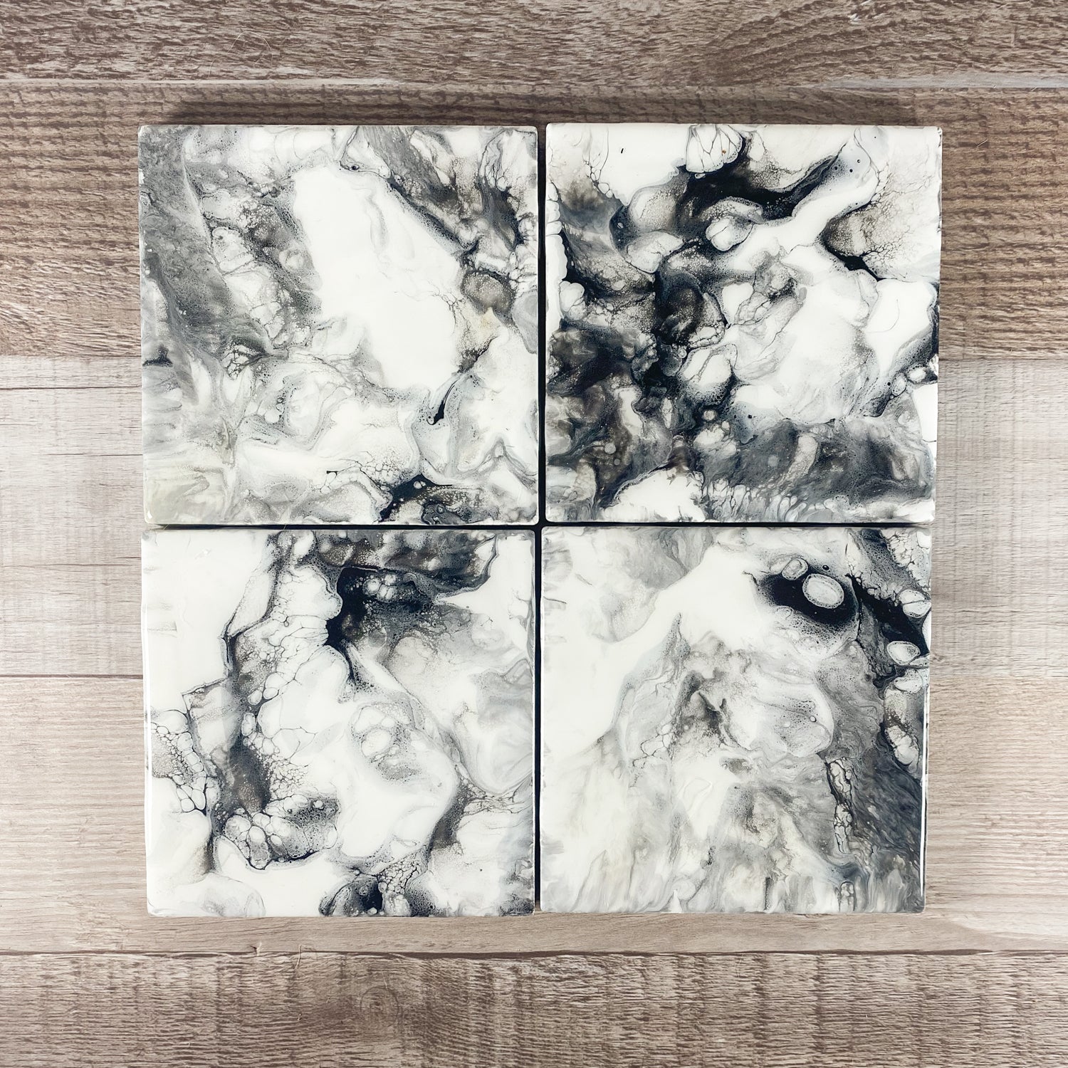 Black & White Swirl Handmade Coaster Set image 2