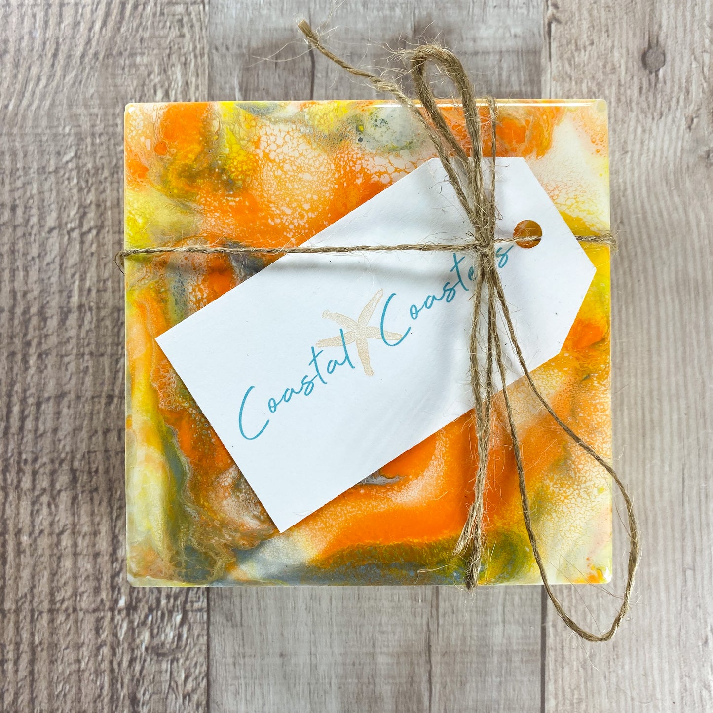 Sunset Swirls Handmade Coaster Set image 3