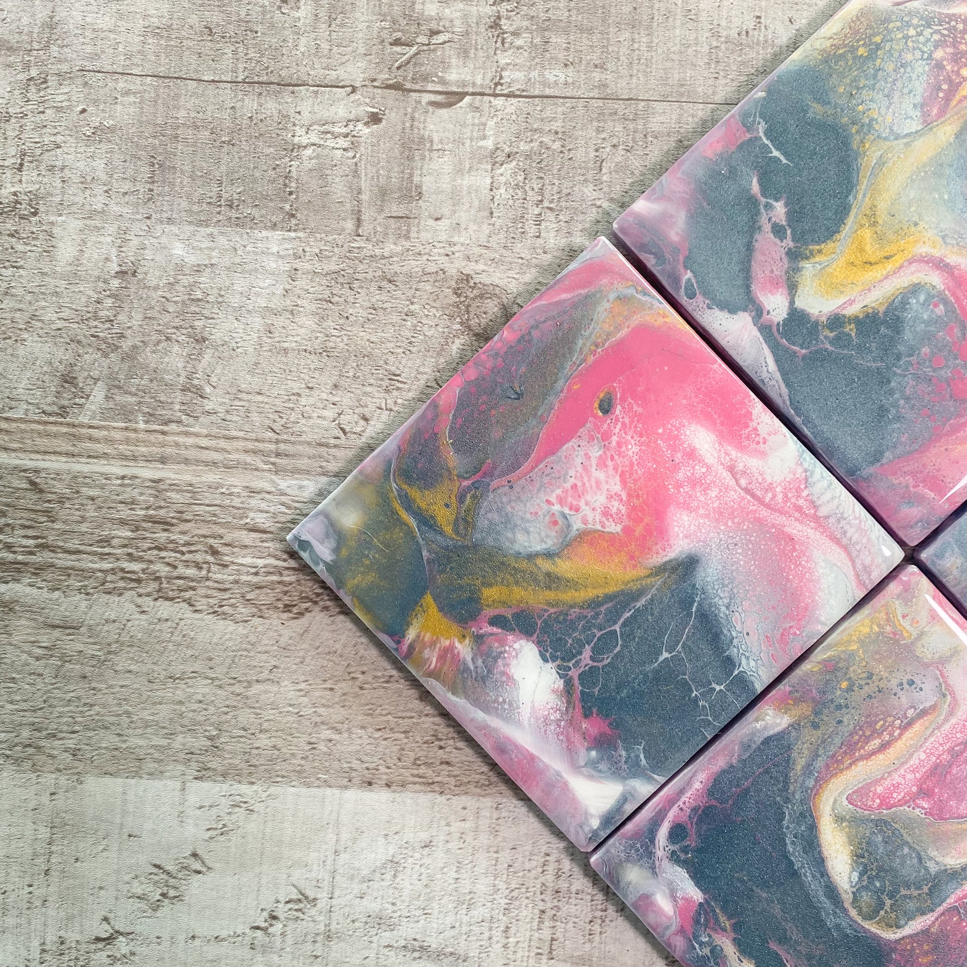 Blushing Delight Swirls Handmade Coaster Set image 1
