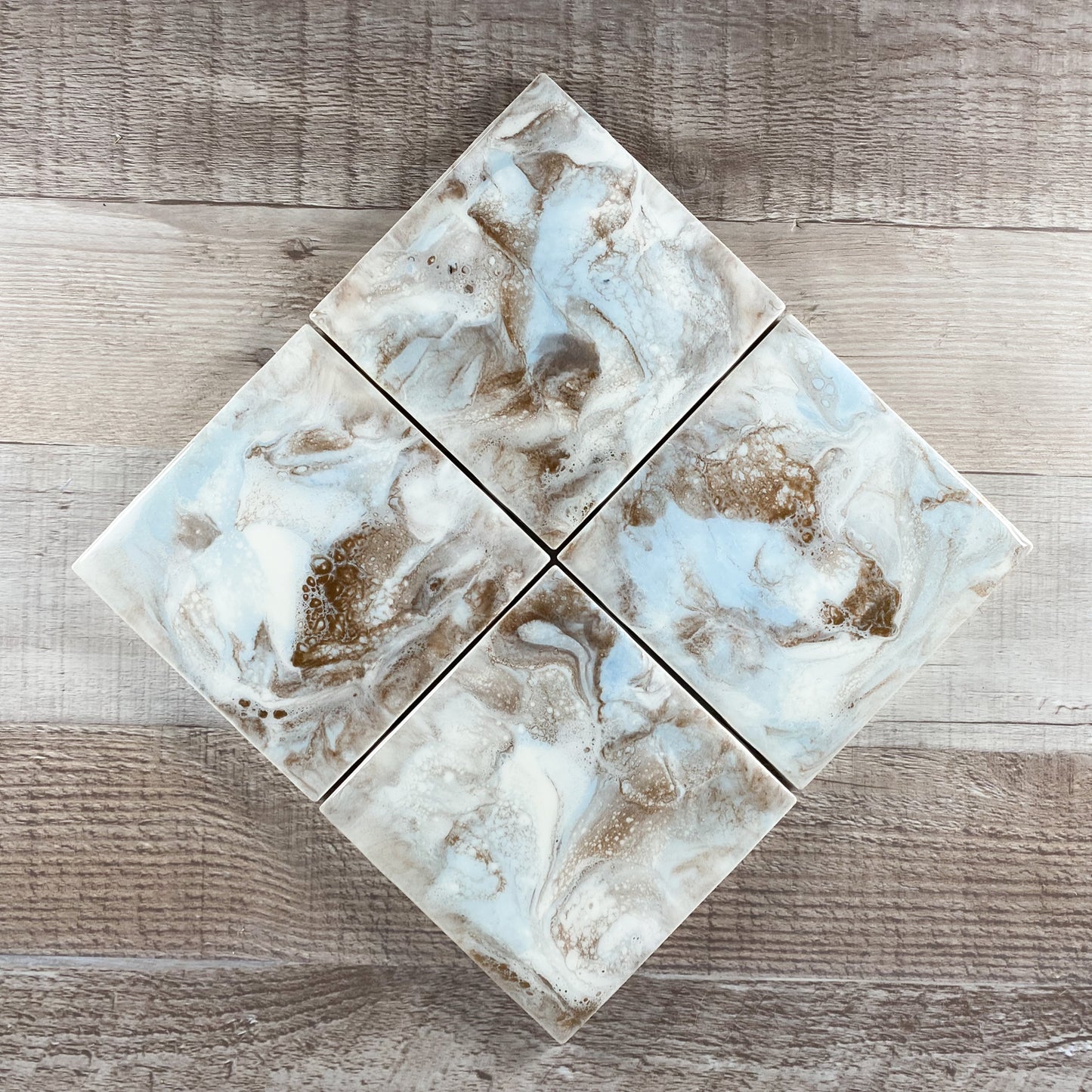 Island Blue & Espresso Handmade Coaster Set image 0