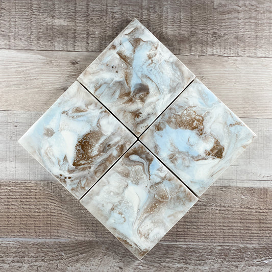 Island Blue & Espresso Handmade Coaster Set image 0