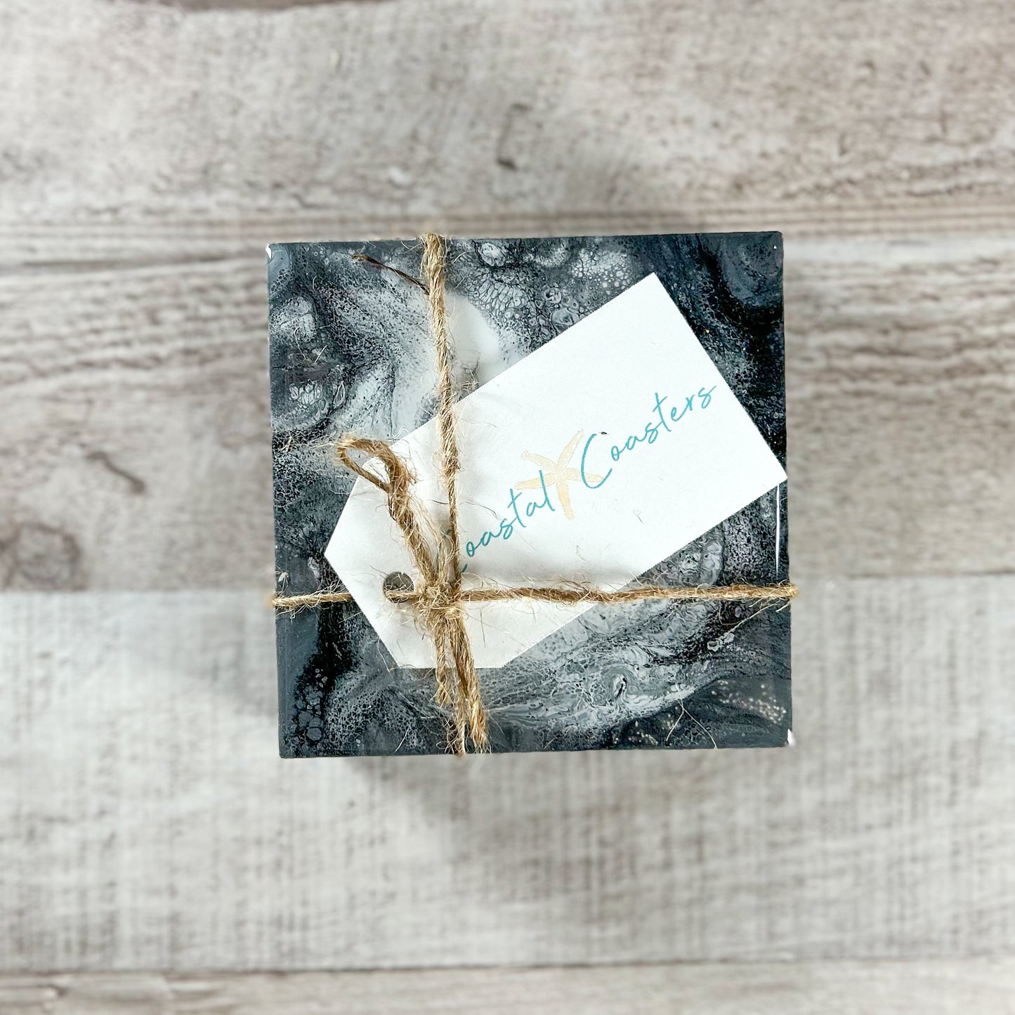 Black and White Swirl Handmade Coaster Set image 3