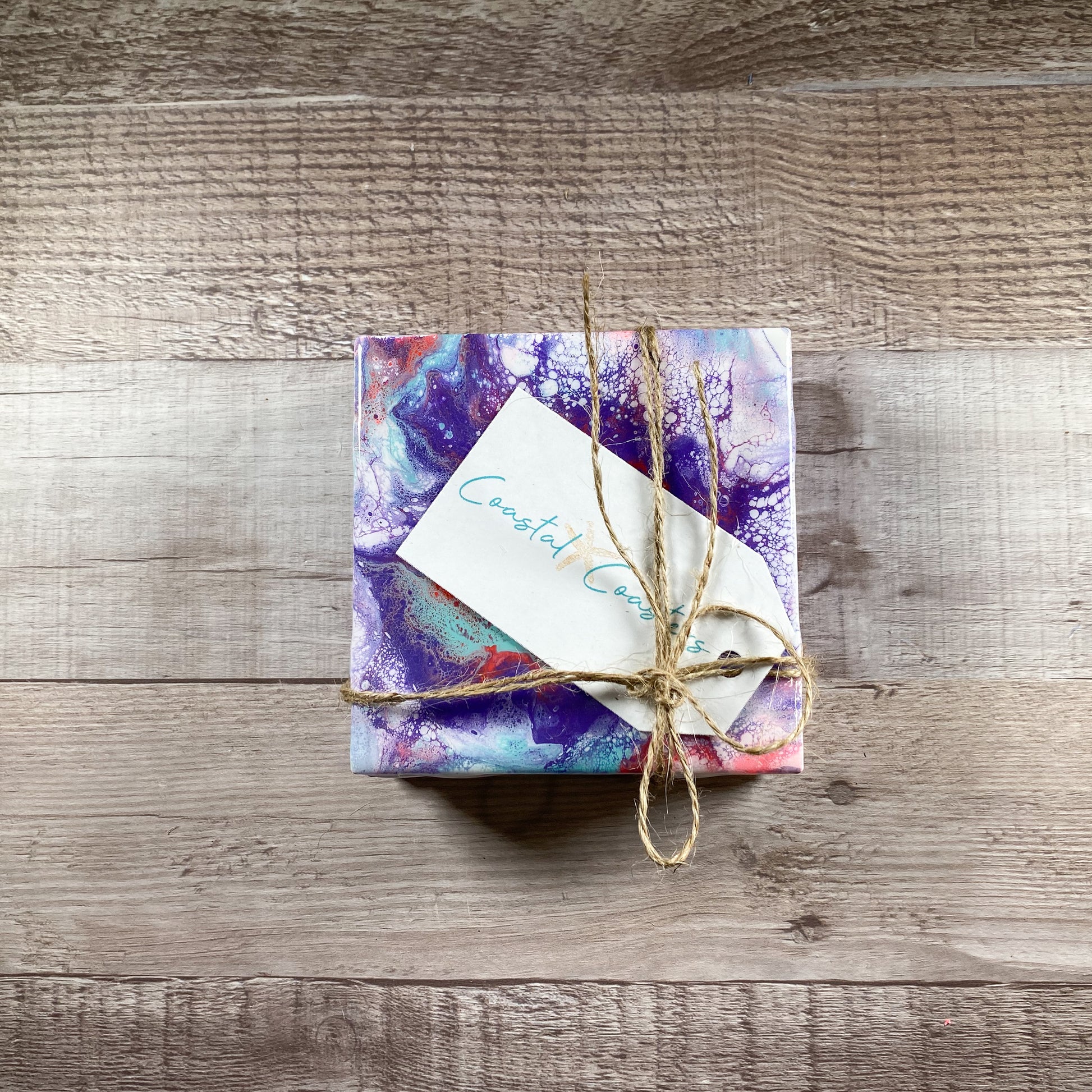 Red, Purple, and Teal Swirl - Table Coaster Set image 3
