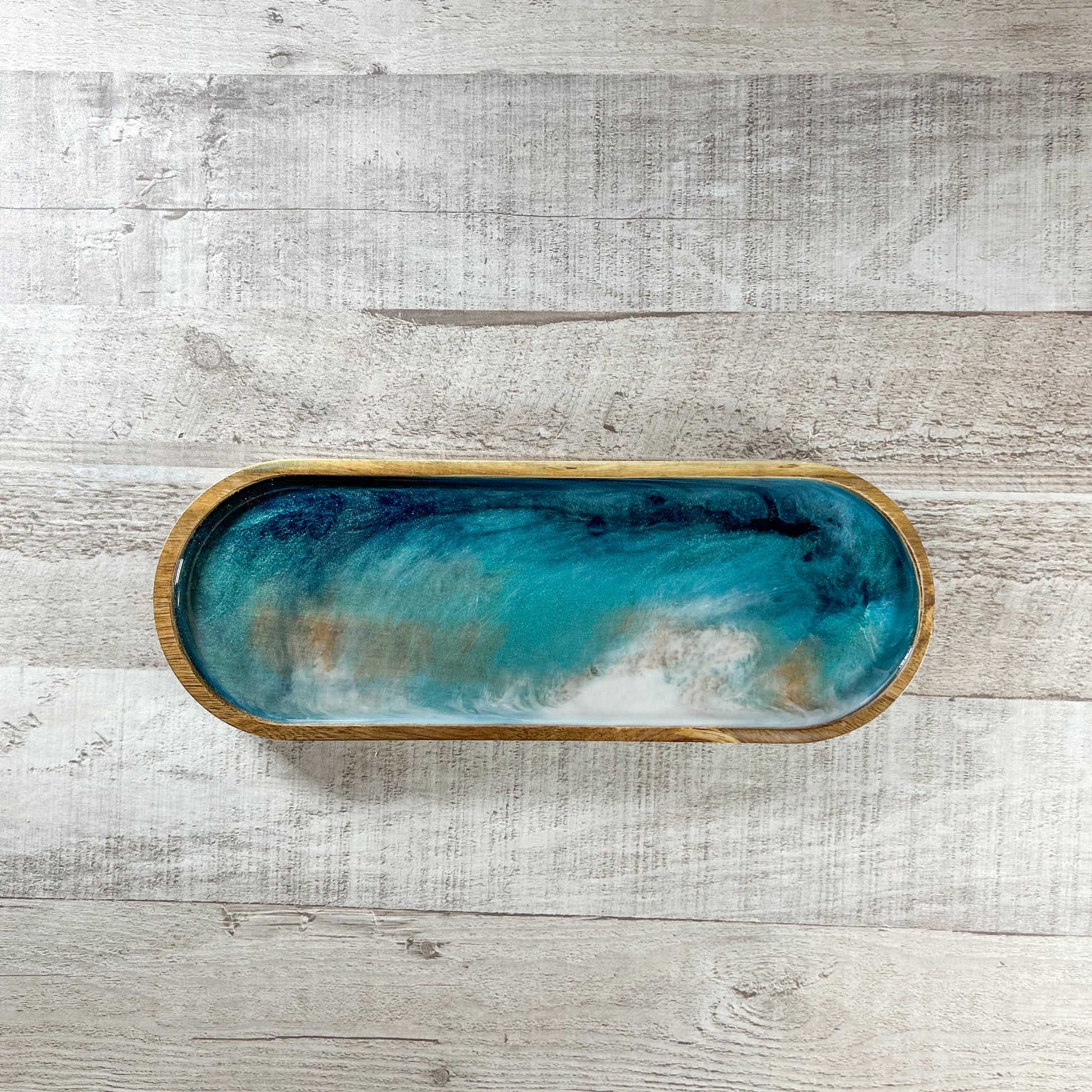 Ocean Resin and Wood Dish - Oval image 0