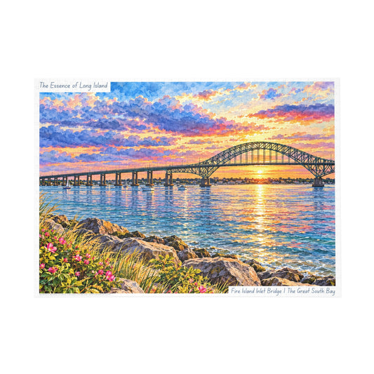 Fire Island Inlet Bridge a Coastal Watercolor Jigsaw Puzzle - Long Island, New York