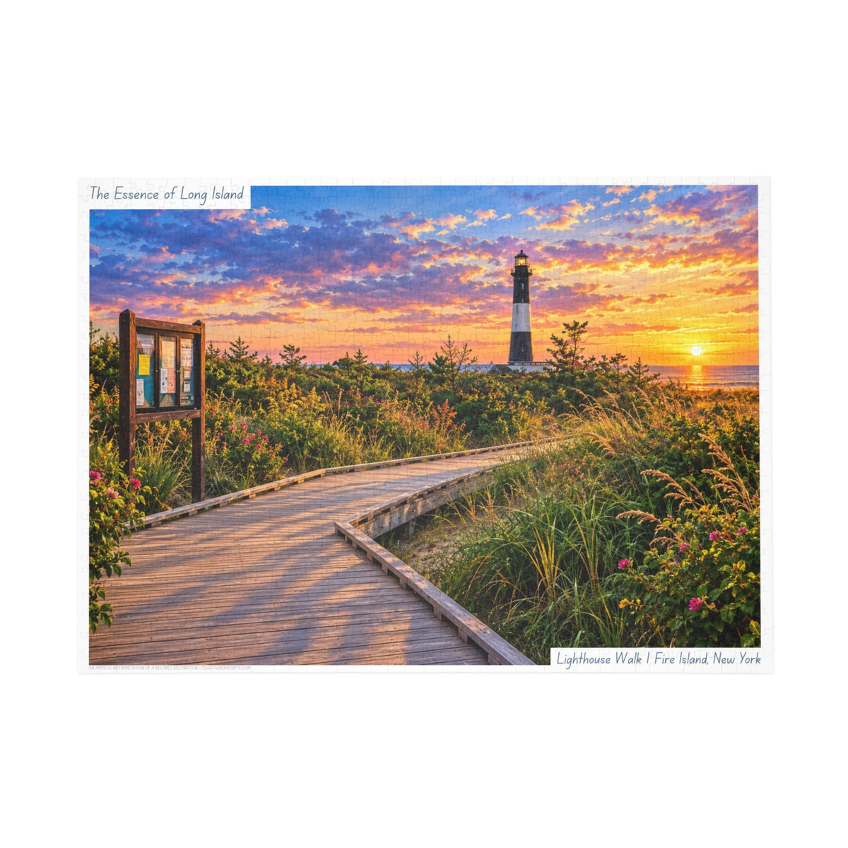 Lighthouse Walk a Coastal Watercolor Jigsaw Puzzle - Fire Island, New York