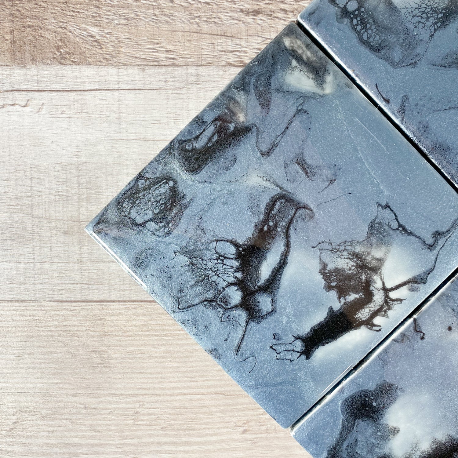 Black and Silver Handmade Coaster Set image 4