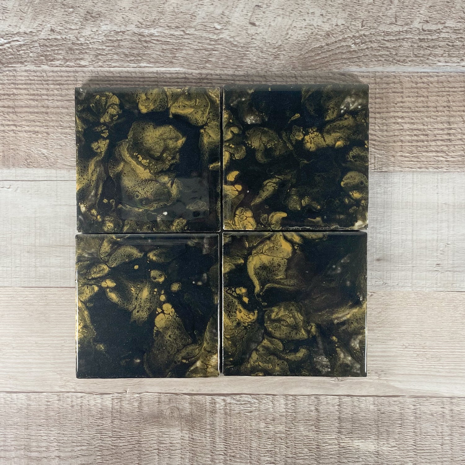 Black & Gold Swirl Handmade Coaster Set image 2