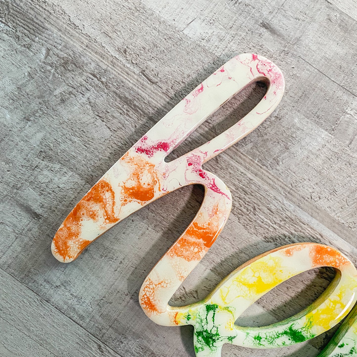 Wood And Resin Letter Art - Hello in Rainbow Coloring image 1