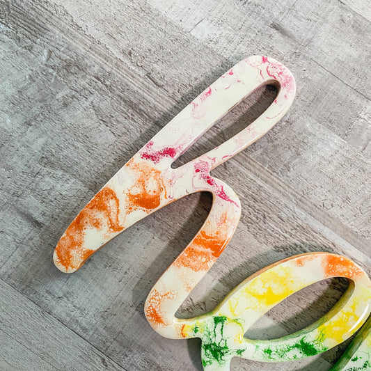 Wood And Resin Letter Art - Hello in Rainbow Coloring image 1