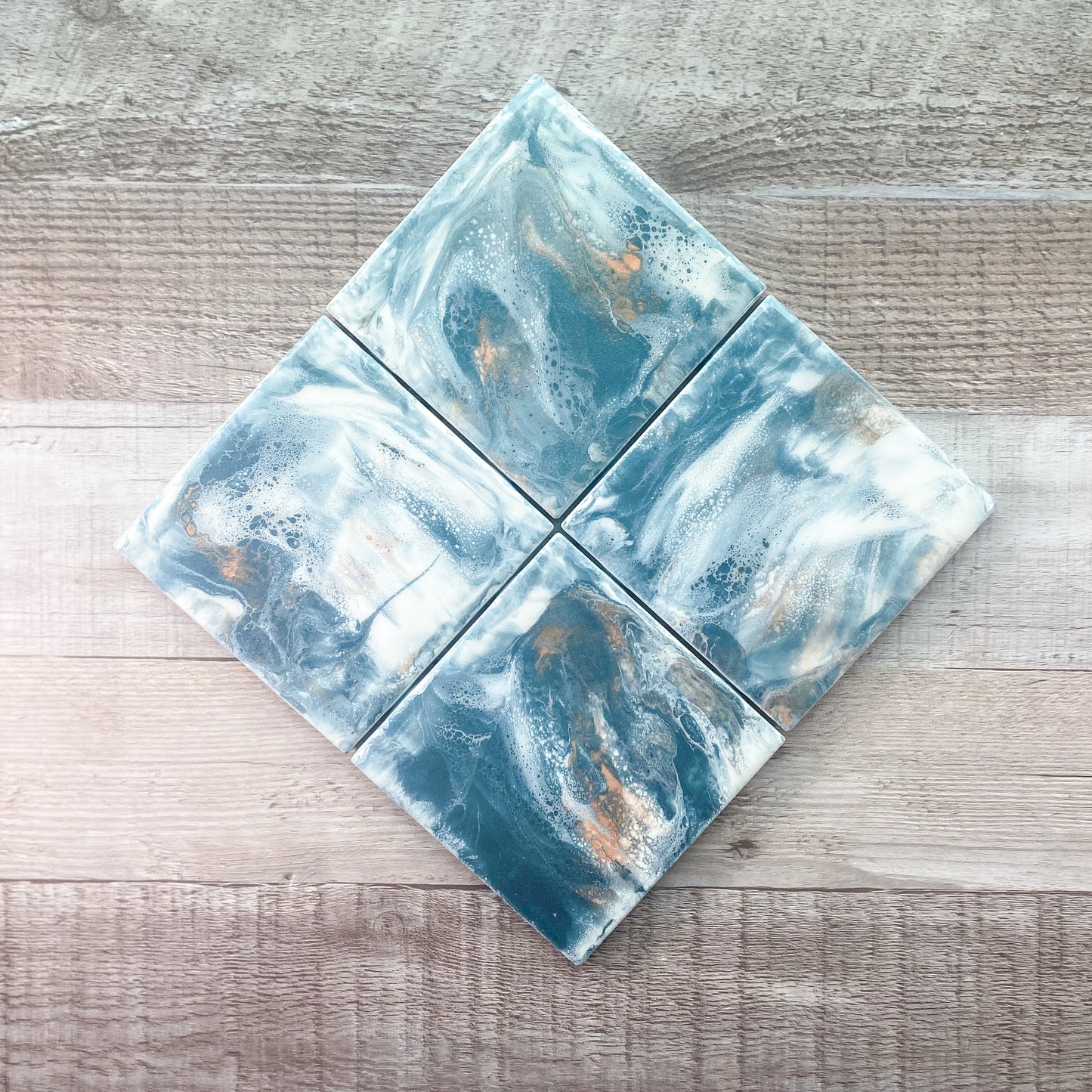 Slate Gray with Rose Gold Table Coaster Set image 2