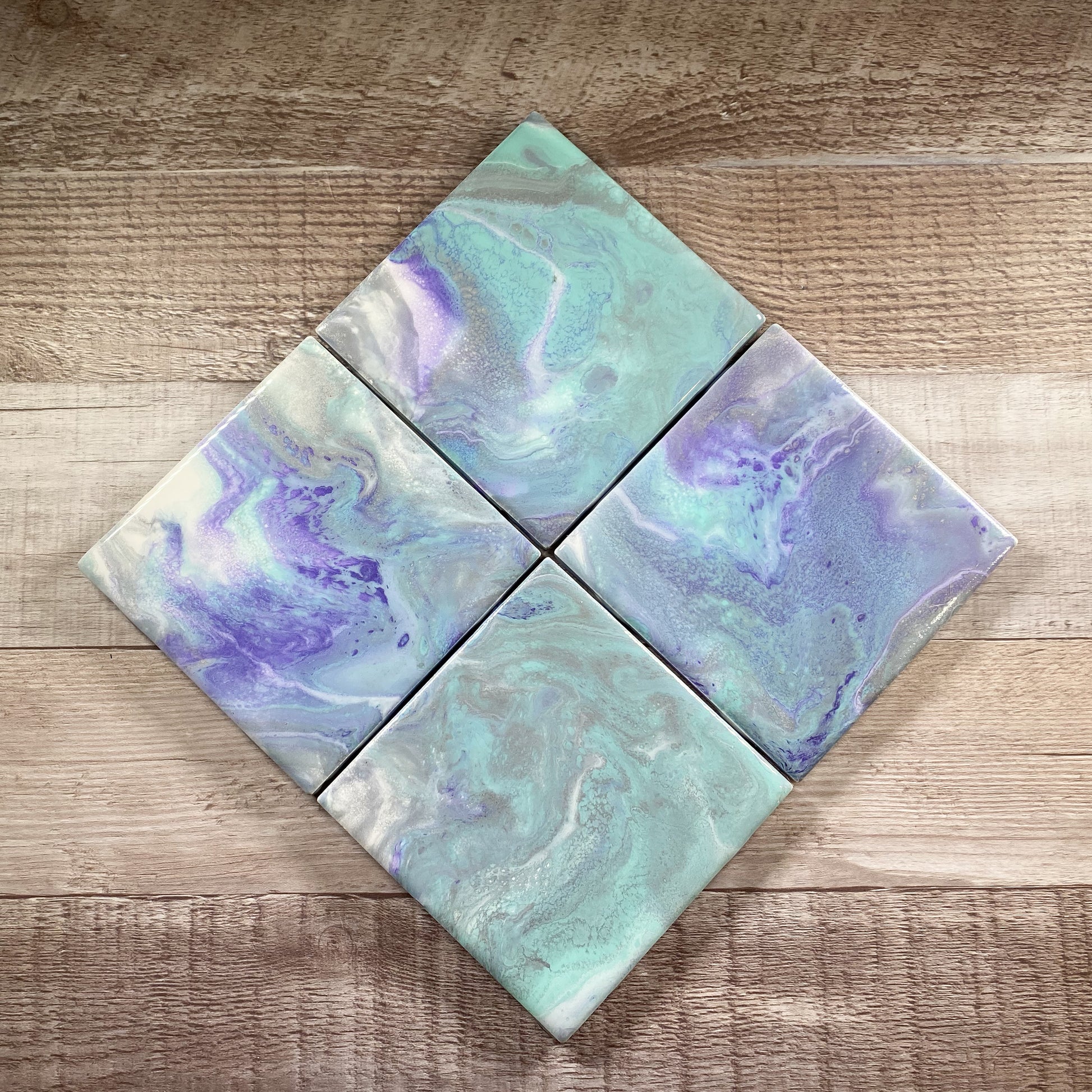 Lavendar & Teal Swirls - Table Coaster Set image 1