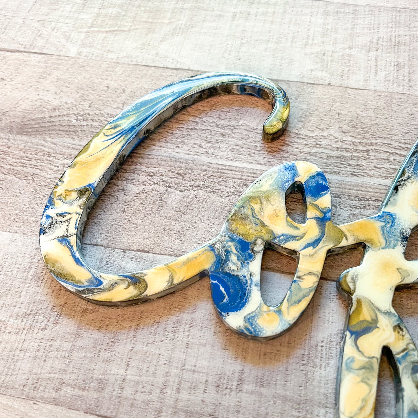 Wood and Resin Letter Art - Coffee image 1