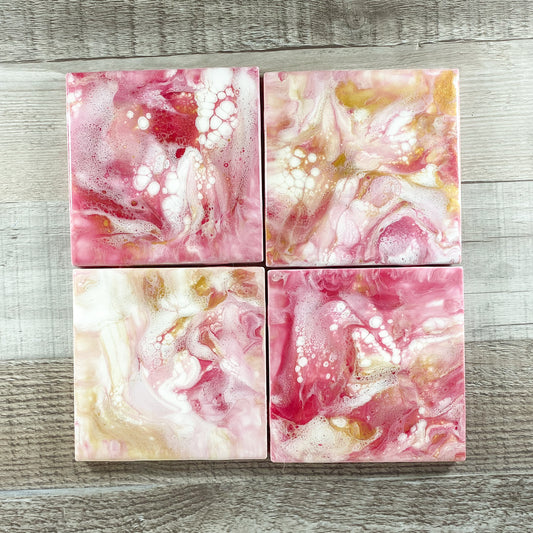 Holiday Red & Gold II Handmade Coaster Set image 0