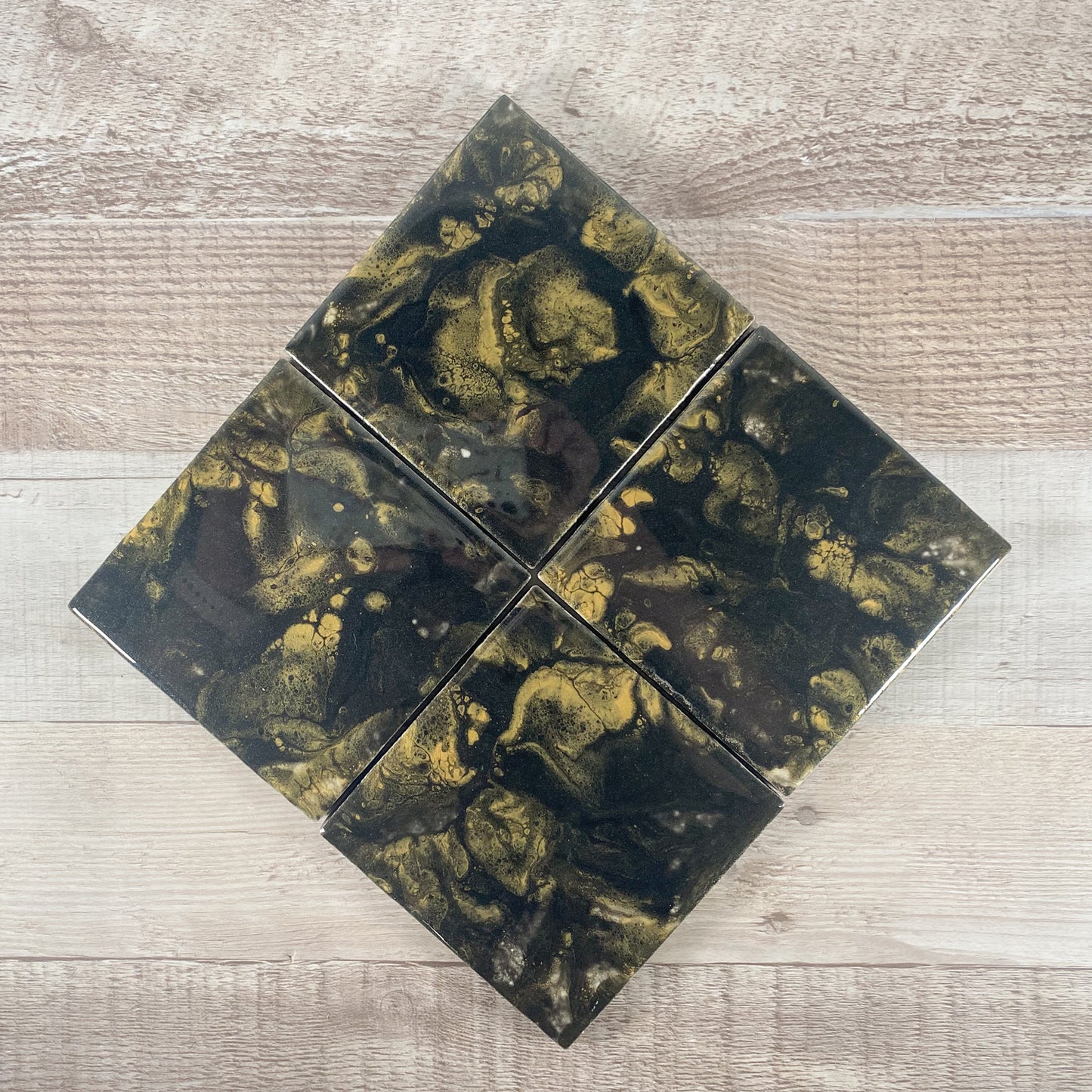 Black & Gold Swirl Handmade Coaster Set image 0