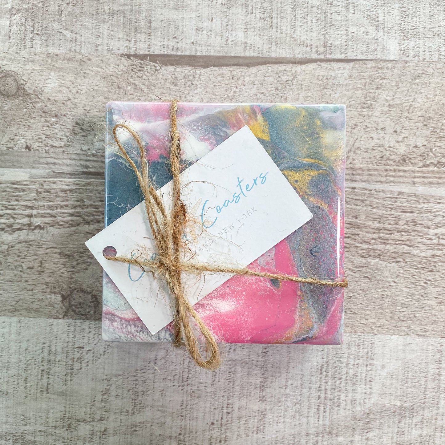 Blushing Delight Swirls Handmade Coaster Set image 2