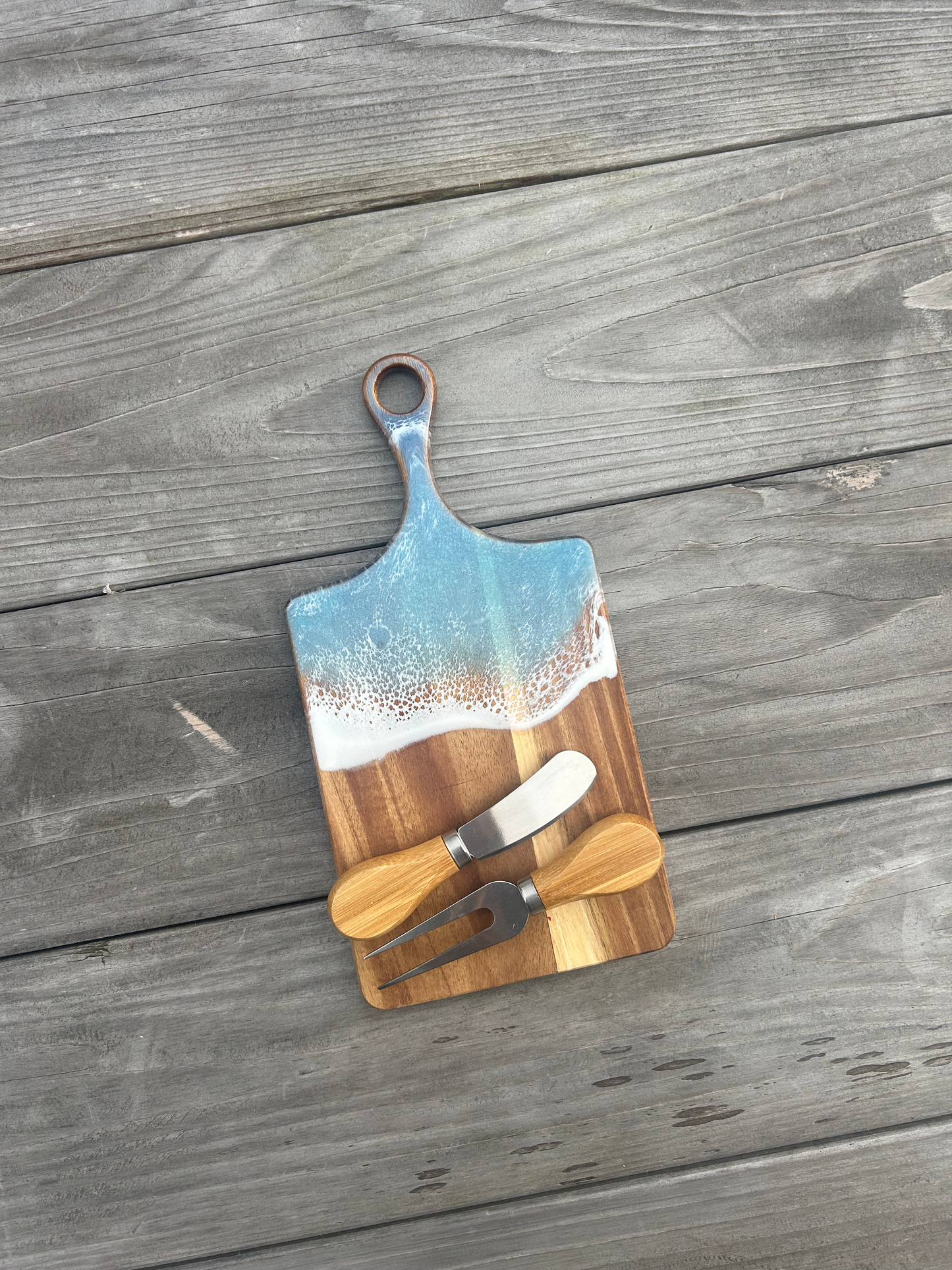 Coastal Coasters Ocean-Resin Charcuterie Board Gift Set – Perfect Holiday Gift image 1