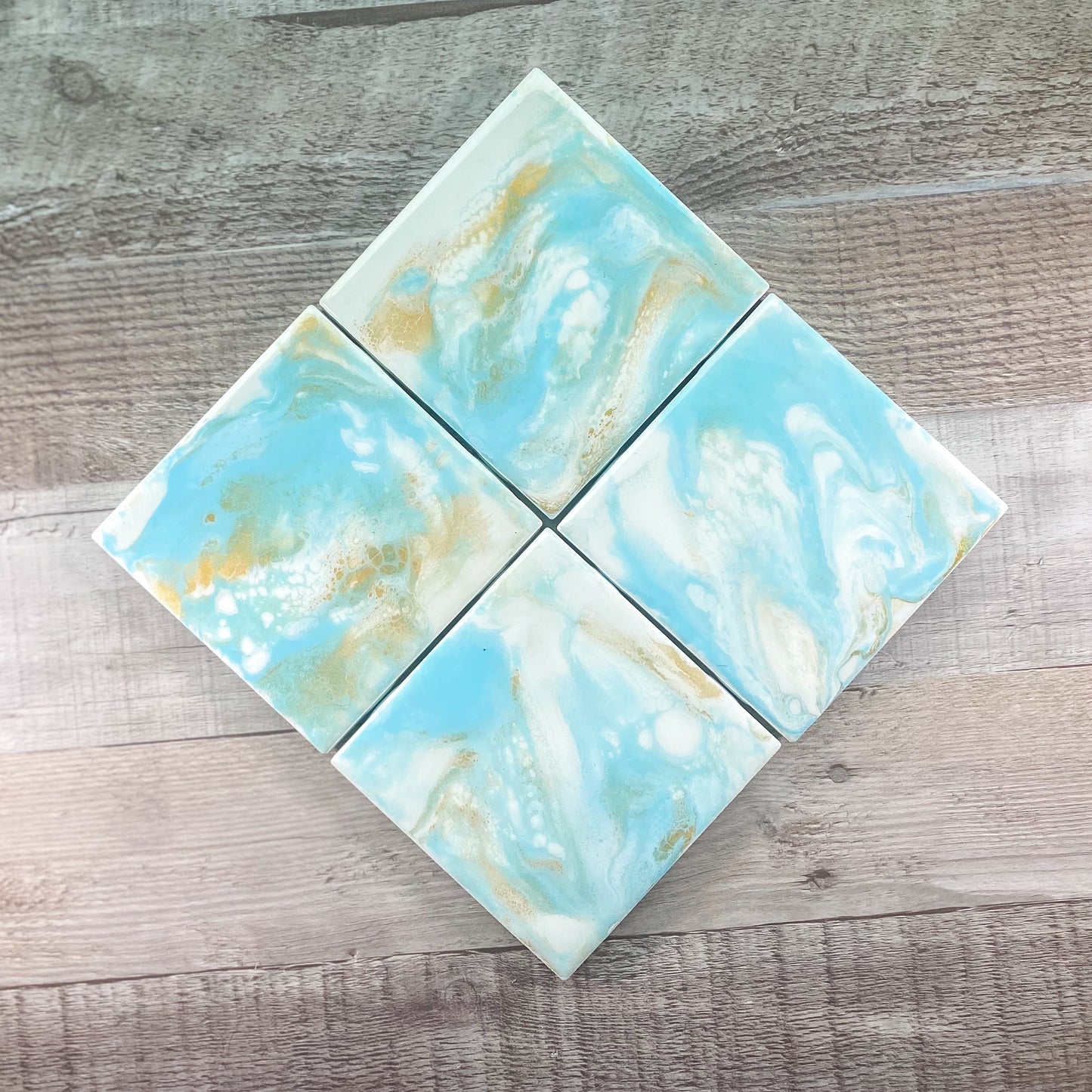 Light Blue with Gold Table Coaster Set image 0