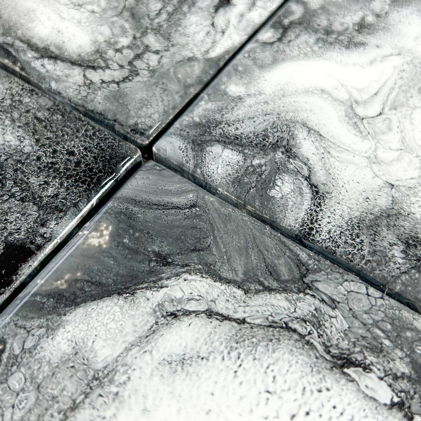 Black and White Swirl Handmade Coaster Set image 1