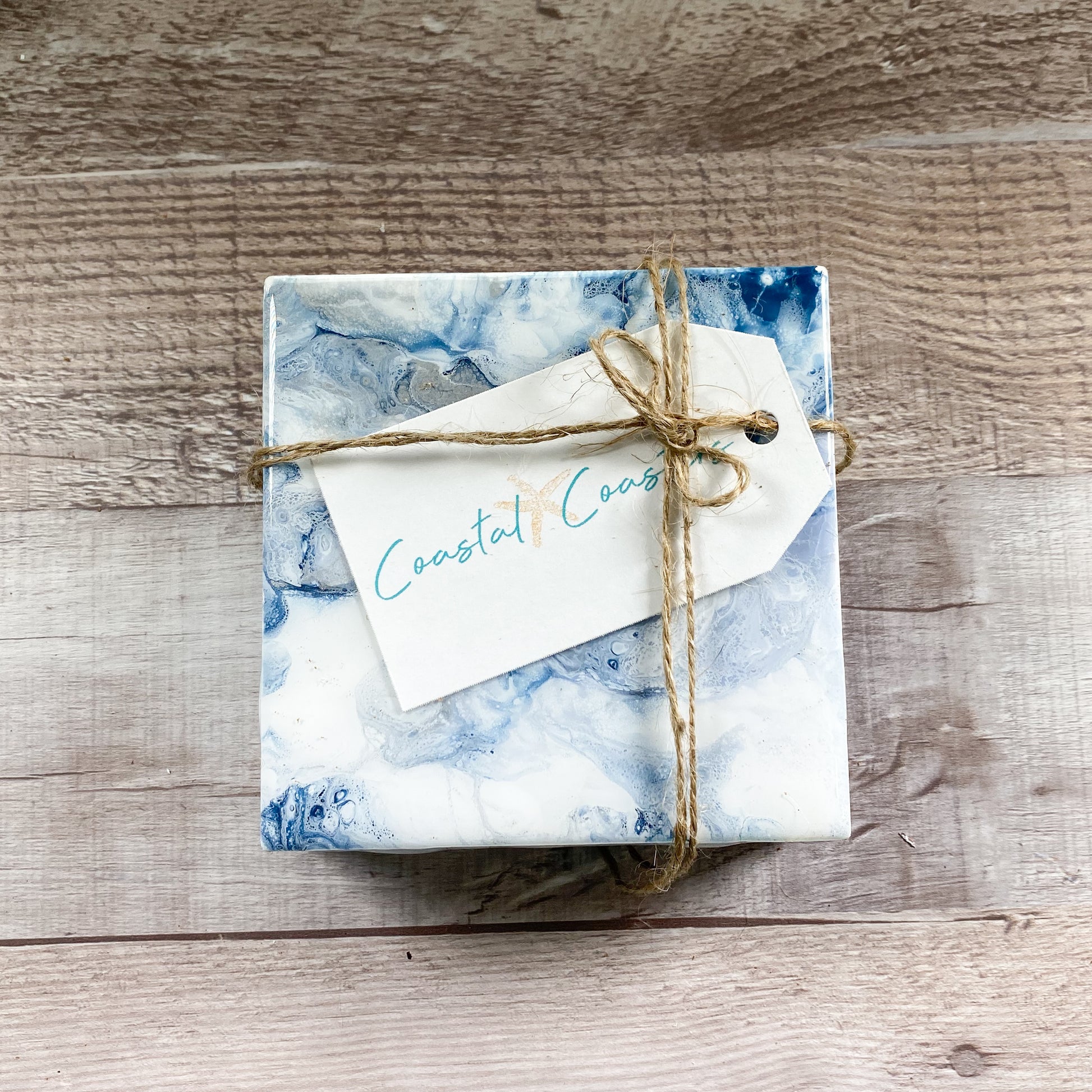 Silver and Navy Swirls - Table Coaster Set image 3