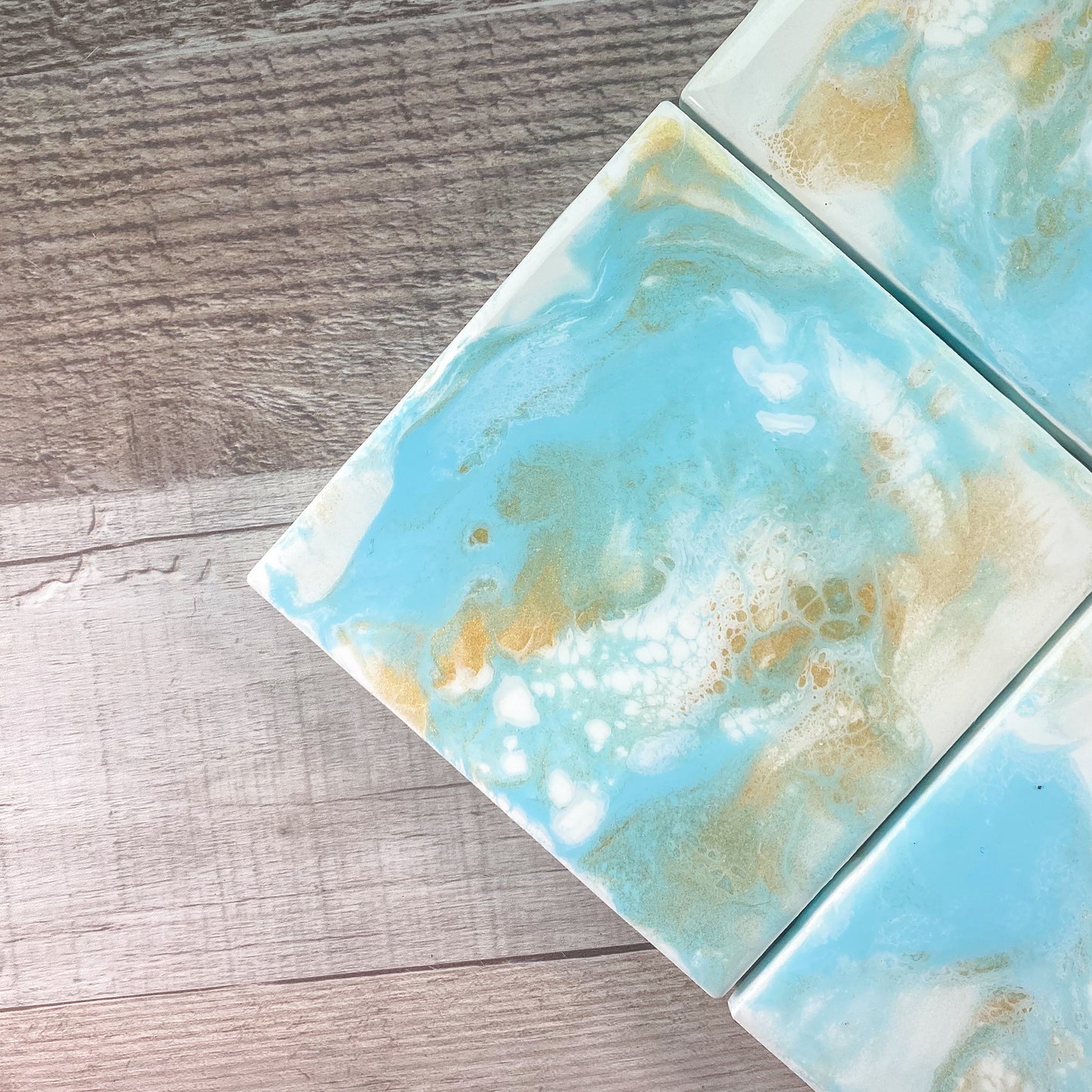 Light Blue with Gold Table Coaster Set image 3