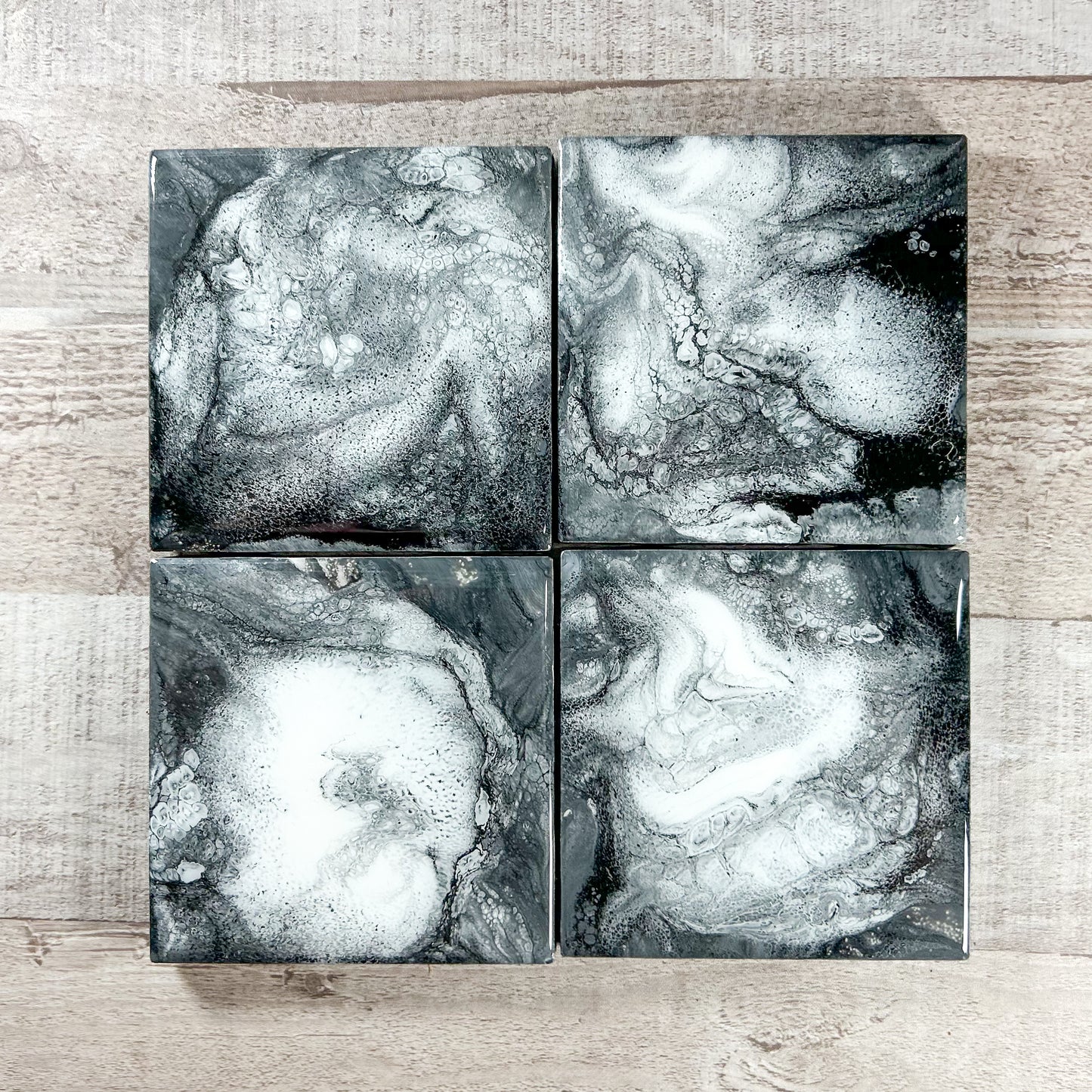 Black and White Swirl Handmade Coaster Set image 0