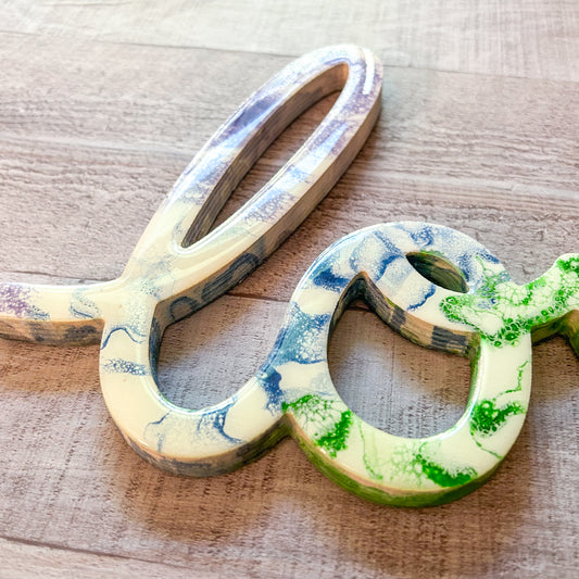 Rainbow Wood and Resin Letter Art - Love image 1