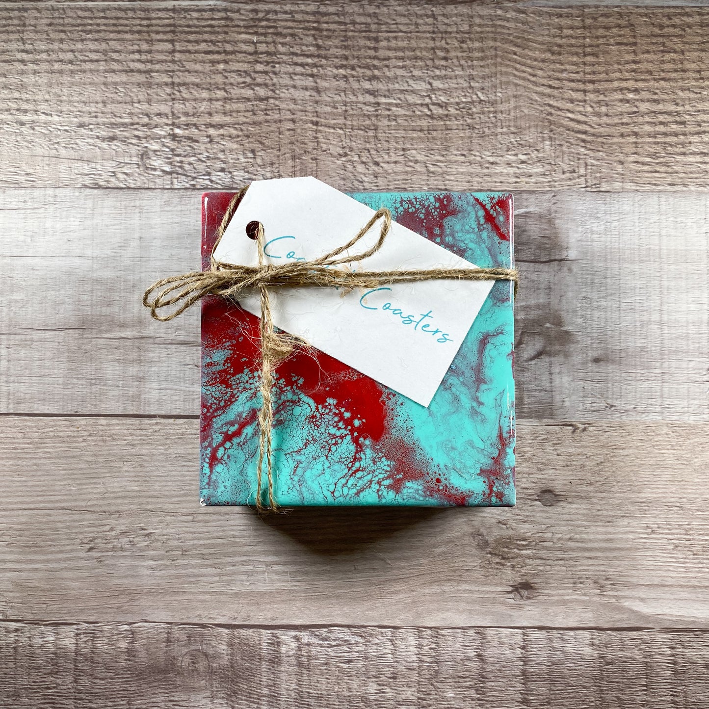 Ruby Red & Teal - Table Coaster Set image 3