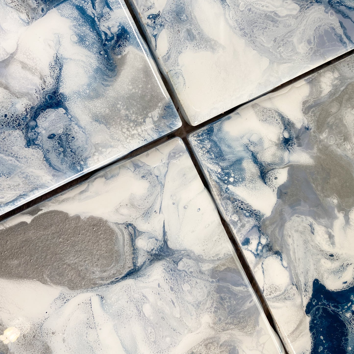 Silver and Navy Swirls - Table Coaster Set image 2