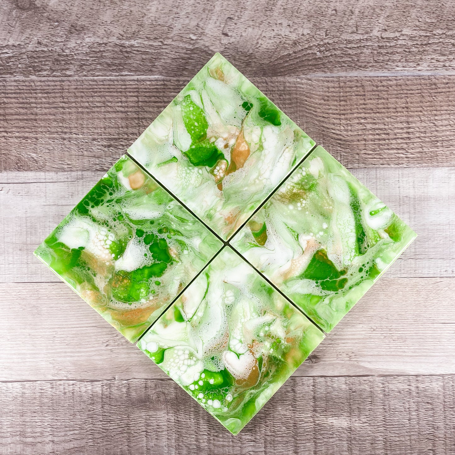 Green & Gold Handmade Coaster Set image 0